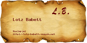 Lotz Babett névjegykártya